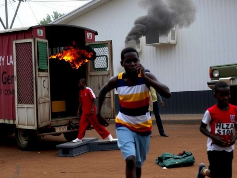 Aerial view of a peaceful protest march in Dar es Salaam, Tanzania