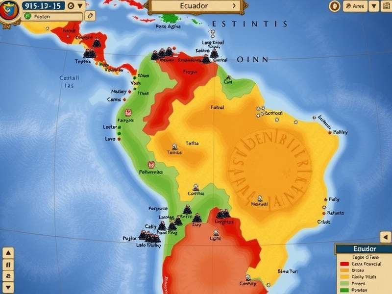 Political protest in Quito, Ecuador with demonstrators holding signs