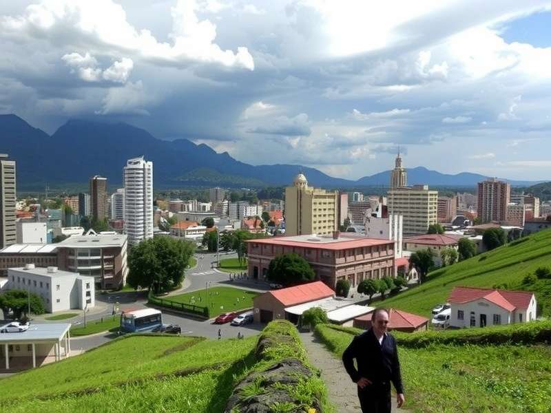 A peaceful protest in Quito, Ecuador, with people holding signs