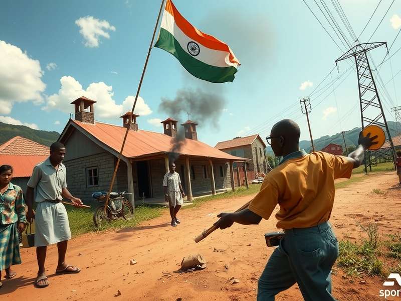 Aerial view of a urban protest scene with people gathering