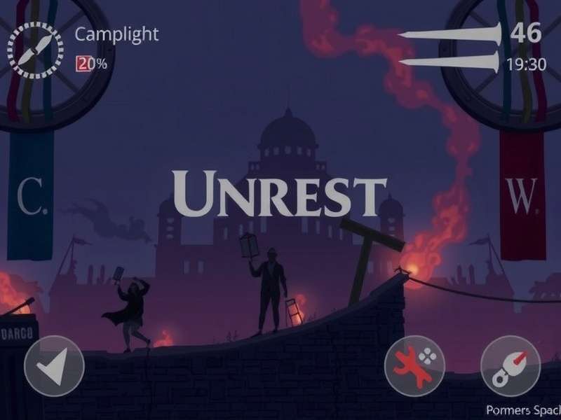 Conceptual art depicting societal unrest merging with digital code and game interfaces