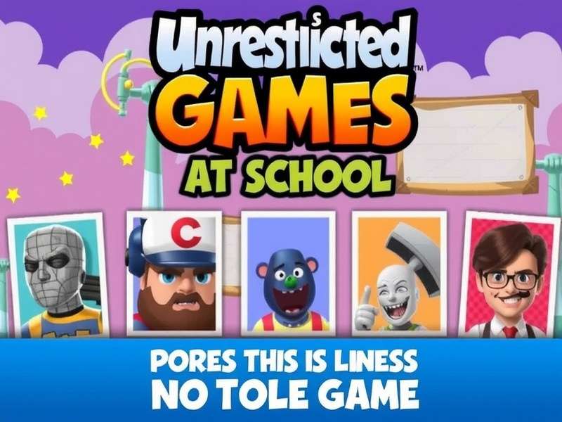 Unrestricted Games At School – A vibrant collage of students playing free online games on laptops and mobile phones in a school setting