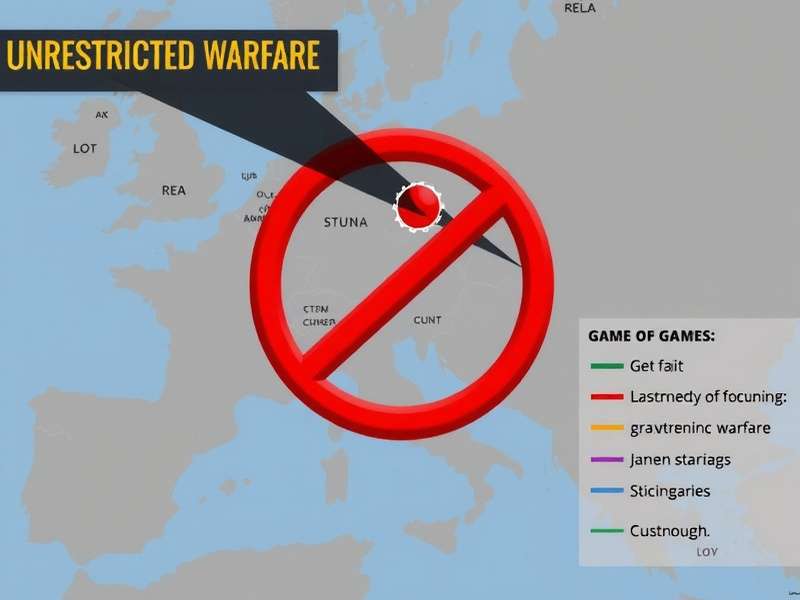 Unrestricted Warfare concept visualization showing multi-domain conflict across cyber, physical, and social realms